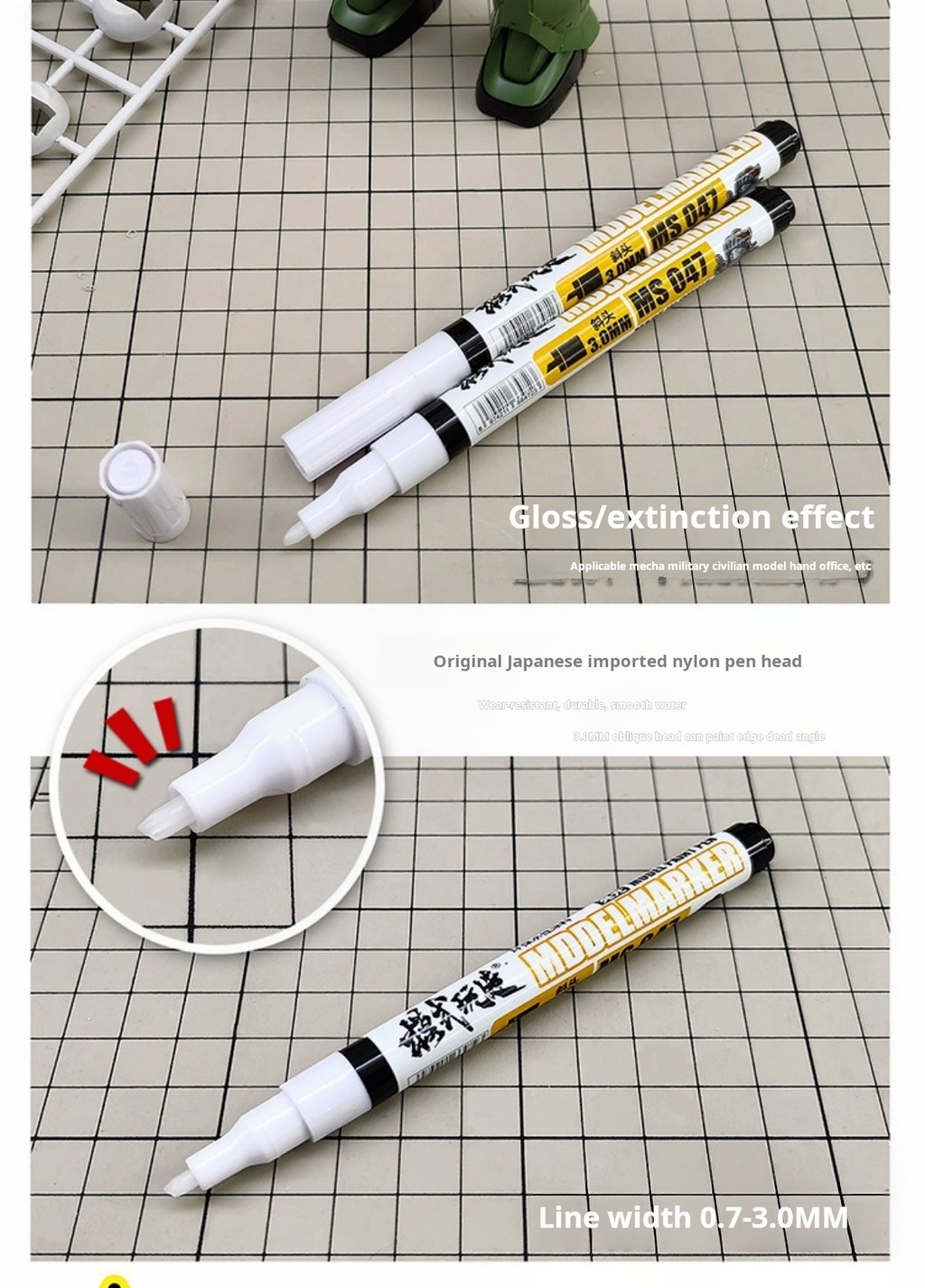 MS047 Matte Glossy Color Top Coat Marker Erase Pen for Gundam Gunpla ...