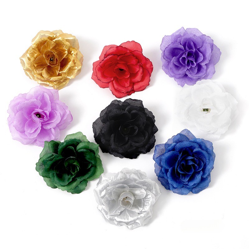 1/5Pcs 8cm Artificial Rose Silk Flower Heads Craft Garland Wedding ...