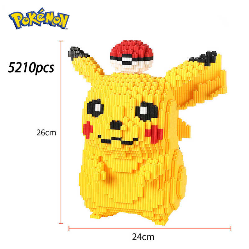 5210particle Anime Pikachu Diamond Micro Building Blocks Games Model ...
