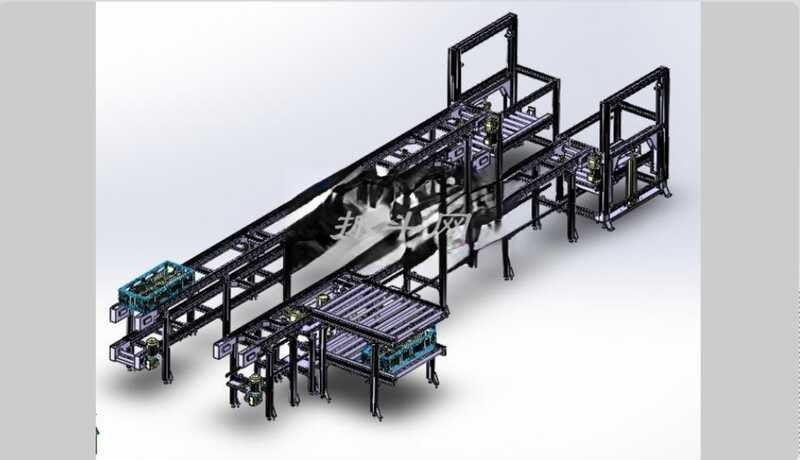 Double layer reflux double speed chain assembly line 3D drawing ...