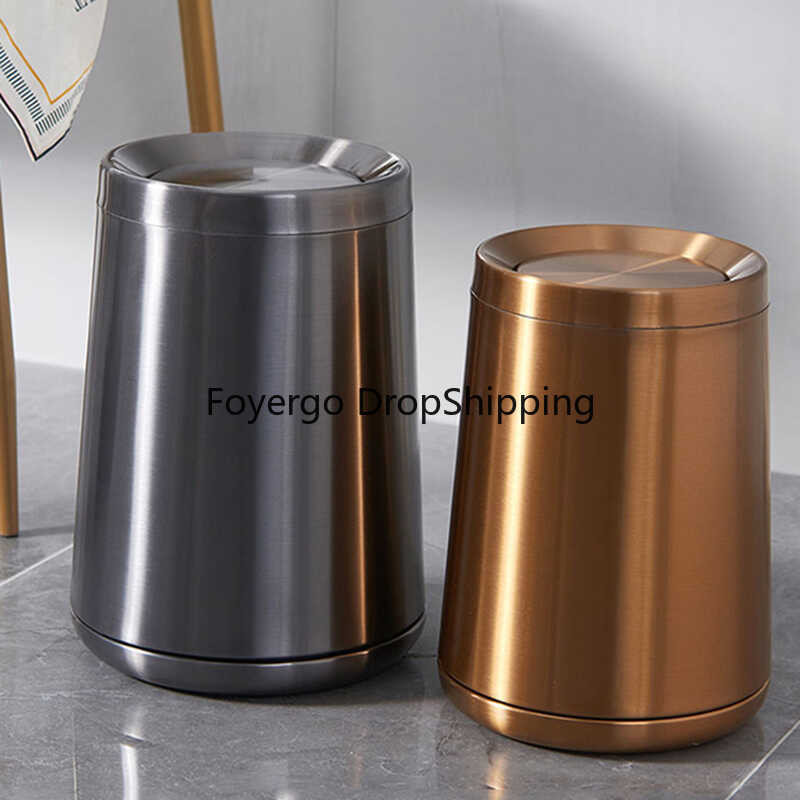 Bathroom Round Trash Bin Gold Sorting Office Basket Trash Can Kitchen ...