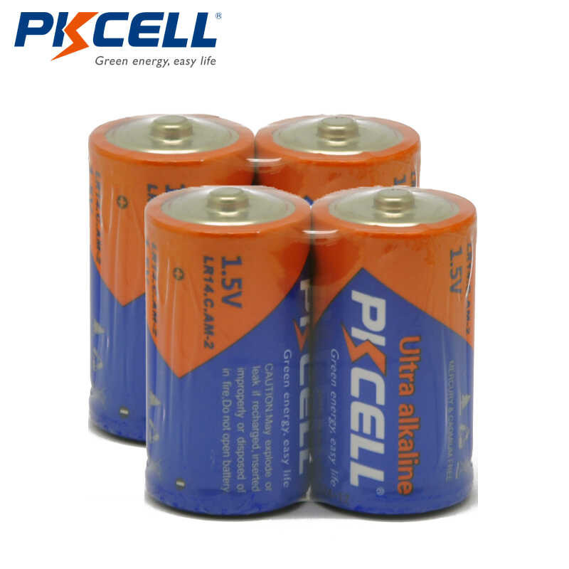 4Pcs/Lot PKCELL C Lr14 Battery Am2 Cmn1400 E93 Super Alkaline Batteries ...