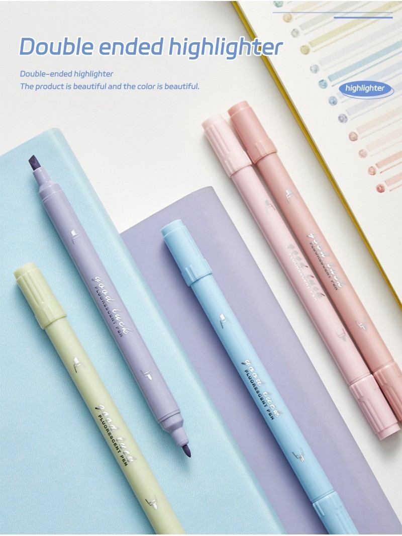 4 Pieces Box Gradient Double Tip Highlighter Set Colored Markers Pen ...