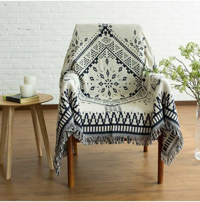 Bohemian Cotton Woven Blanket Throw Sa Prayle, Reversible Sofa Towel ...