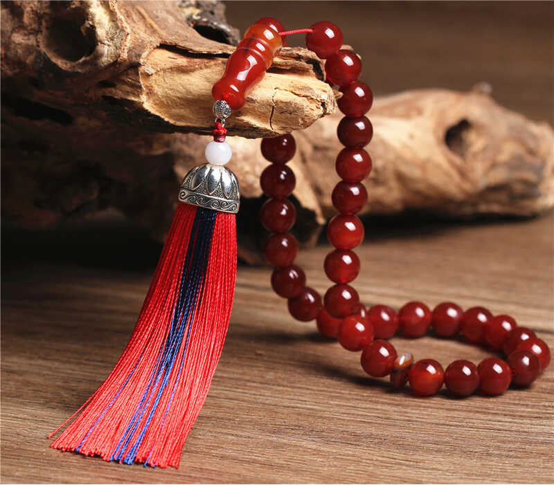 Islamikong Misbaha Tasbih Sibha Thread Tassel Red Agate Bato Muslim ...