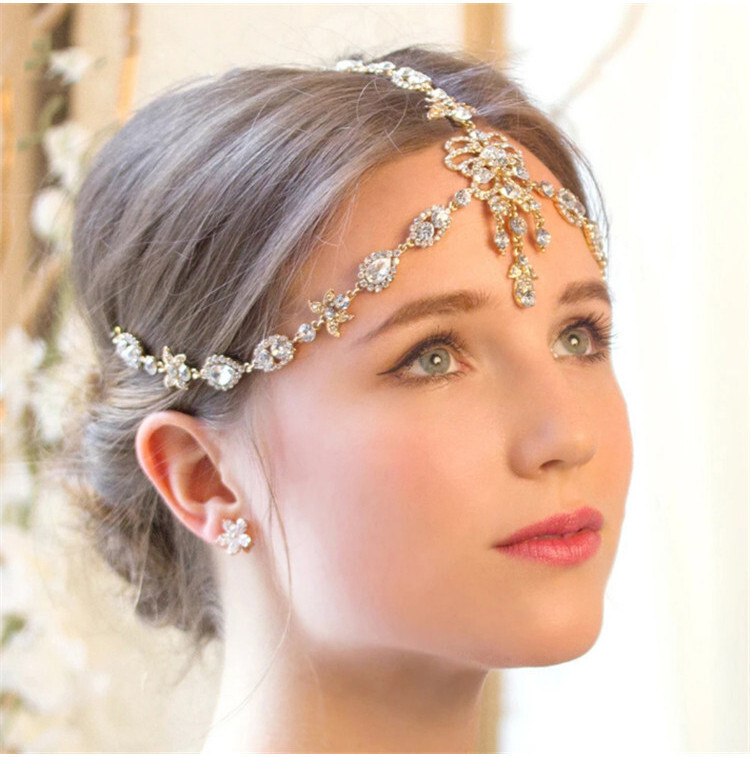 Water Hair Temperament Full Diamond Multi Tier Women's Head Chain ...