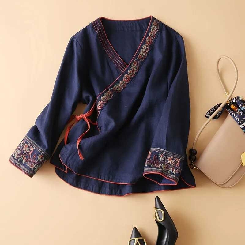 Chinese Cotton And Hemp Embroidery Top Women S Summer New Oriental 