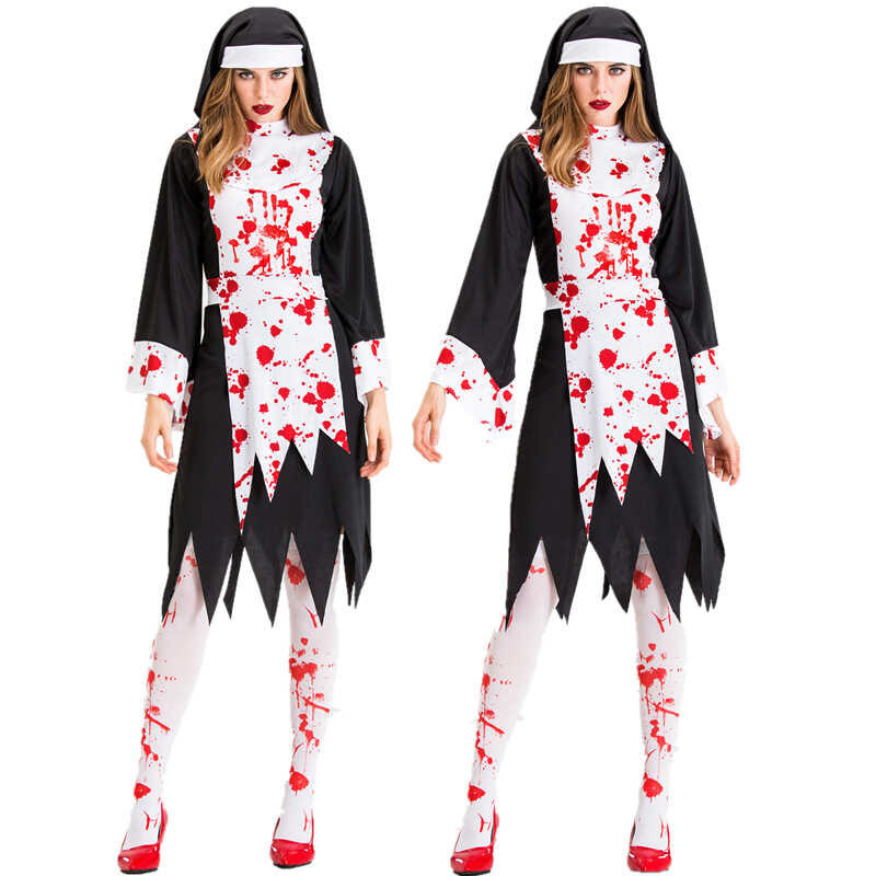 Ghost Cosplay Costume Shirt Tie Short Pleated Skirt Zombie Set Halloween Uniform