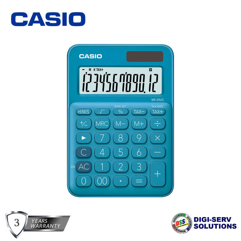 Casio MS-20UC-BU (Blue) Mini Desk Type Calculator, Time Calculation ...