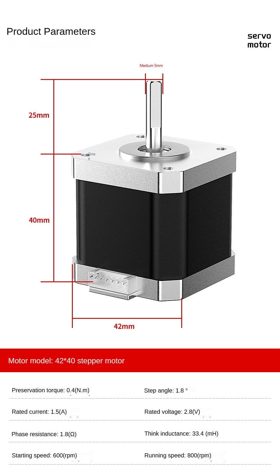 42 Stepper Motor NEMA17HS Two-Phase Four-Wire Micro Motor Forward ...