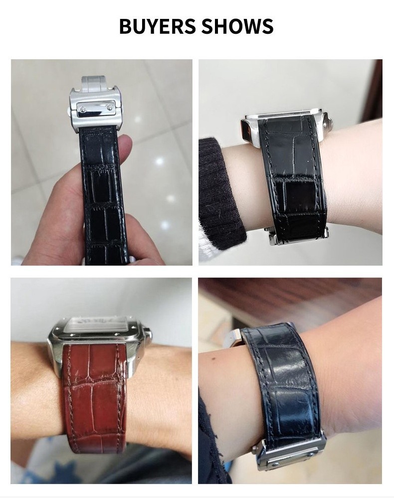 High Quality Genuine Leather 20mm 23mm Strap for Cartier Santos Watch Band Santos 100 Men s and Women s Folding Buckle Bracelet Shopee Philippines