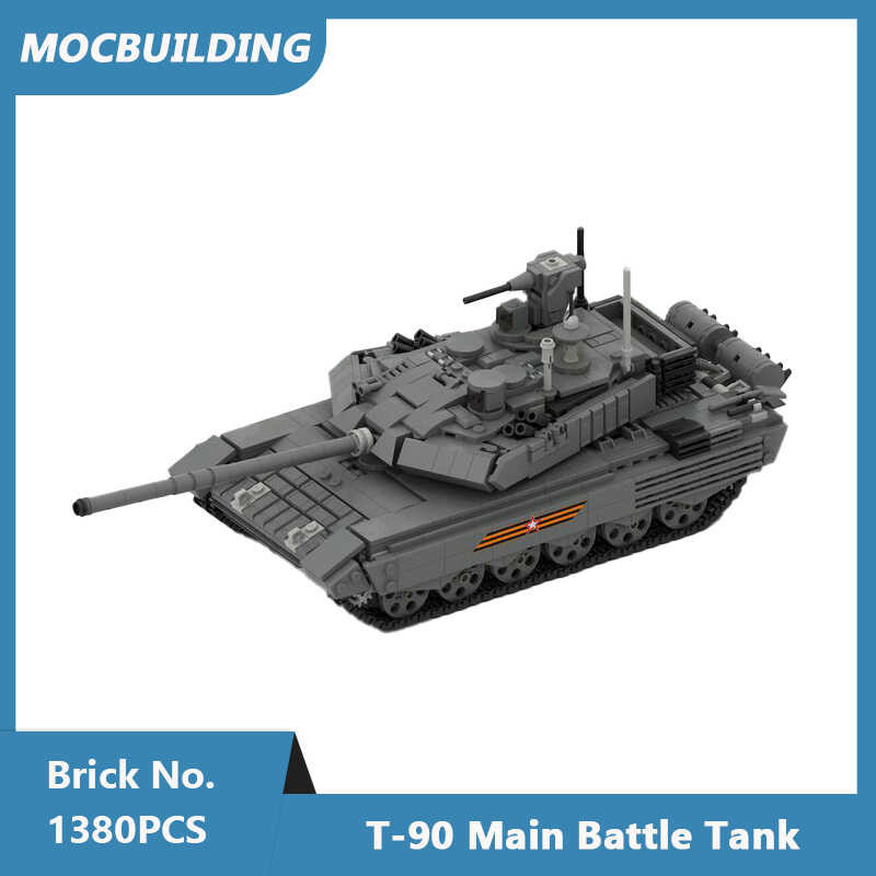 MOC Building Blocks T-90 Main Battle Tank 1:35 Scale Model Creative DIY ...