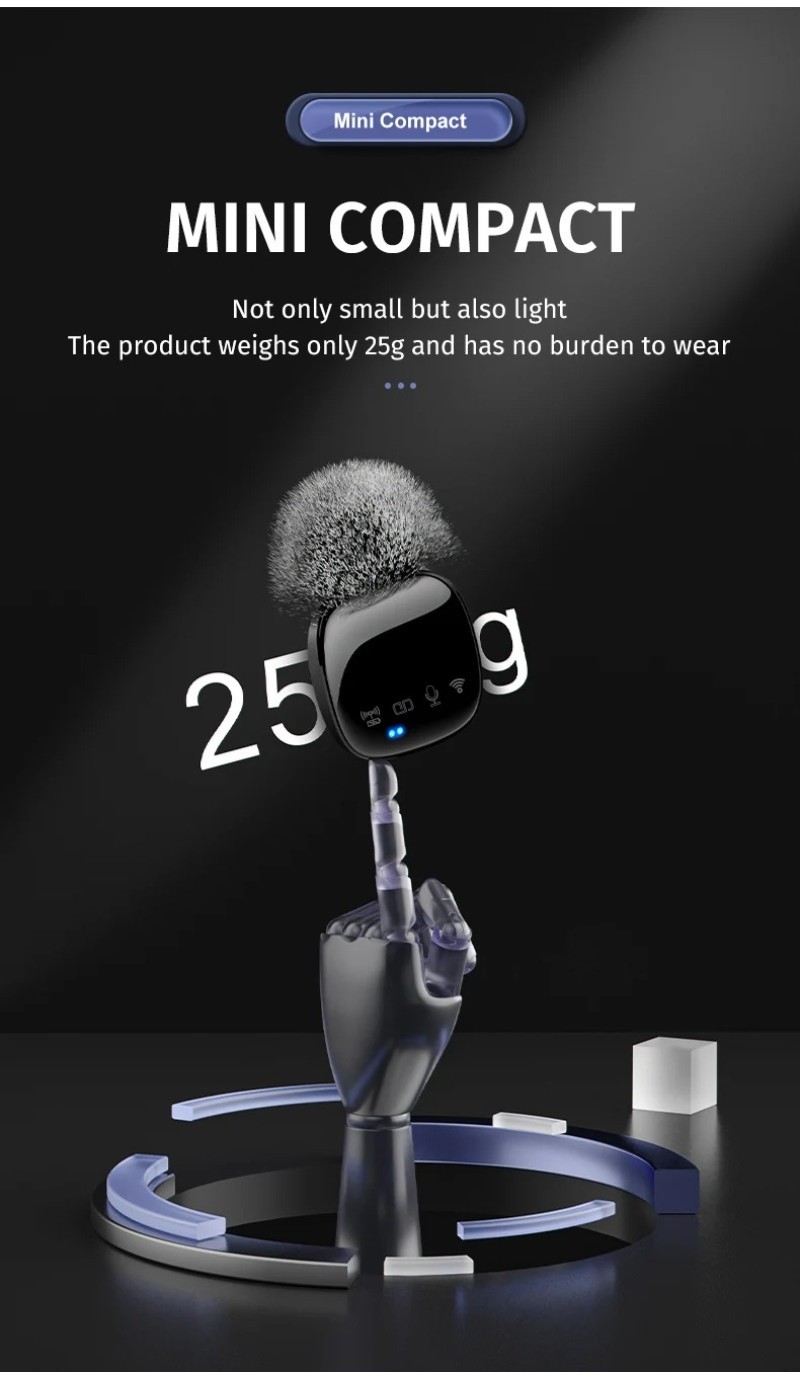 R8 Wireless Lavalier Microphone Portable Audio Video Recording Mini Mic ...