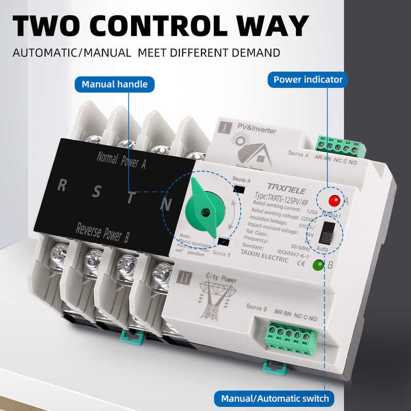 P Phase Din Rail Ats Pv Inverter Dual Power Automatic Transfer Selector Switches Uninte