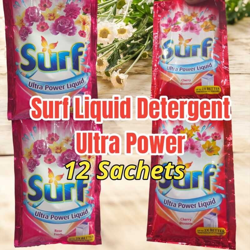 Surf Liquid Detergent 12 Sachets X 64Ml Cherry Blossom Rose Fresh Ultra