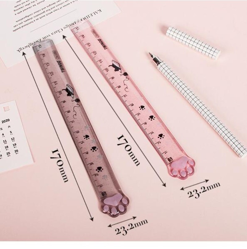 1 Pcs Creative Cat Claw Ruler Student Stationery Transparent Plastic ...