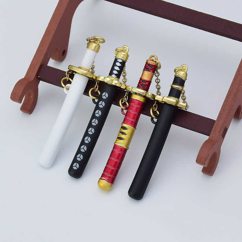 Anime One Piece Weapon Roronoa Zoro Keychain Demon Slayer Katana Knife 