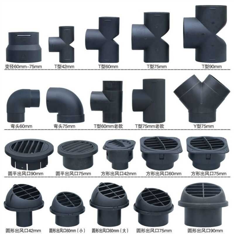 Three way elbow air outlet with rotatable head, square circular T ...