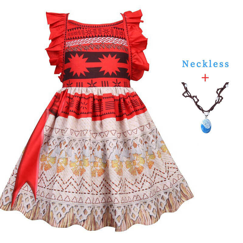 Halloween Dress Up Party Moana Costume Little Girl Dress With Neckless ...