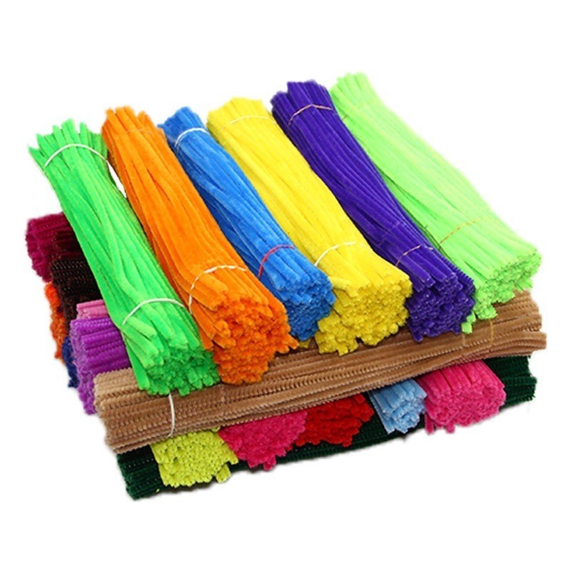 100pcs Colorful Dense Fuzzy Wire Pipe Cleaner Rod Craft Flower Chenille ...