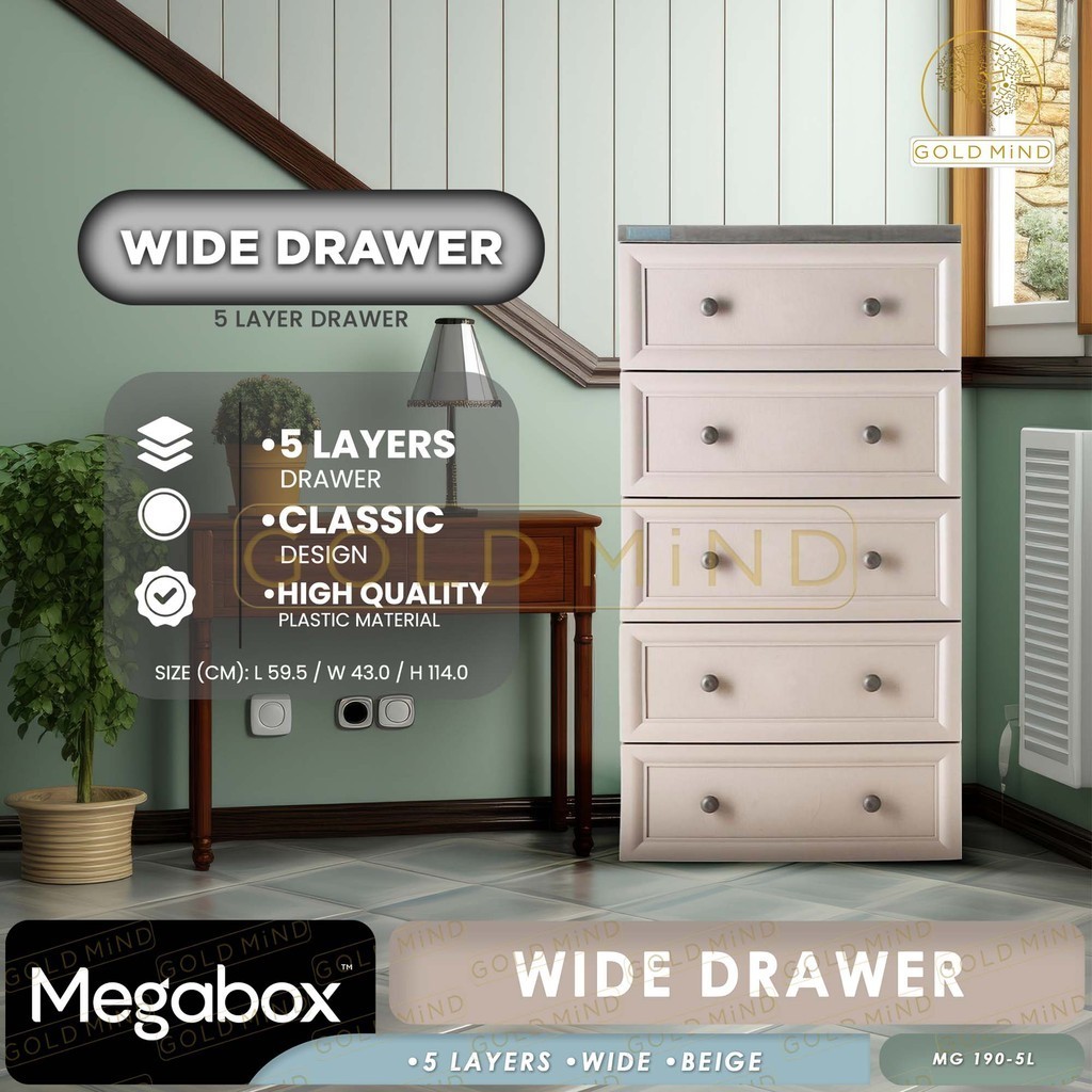 Megabox MG 190 Elegant Drawer 4 Layers/ 5 Layers | Shopee Philippines