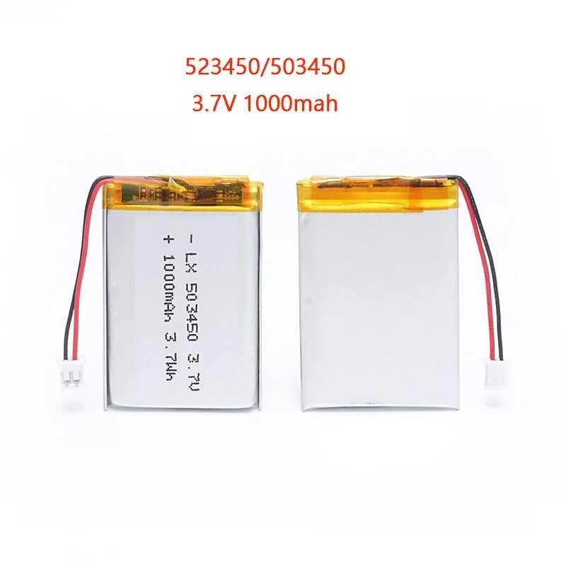 3.7V 1000mAh Li-Polymer Rechargeable Battery – 523450 Size With JST 3-Pin Connector & Thermistor