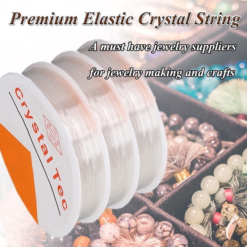 1 Roll 0.5-1.0mm Transparent Dia Crystal Stretchy Elastic Rope String ...