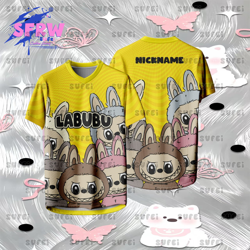 Custom FREE NAME AND BACK NUMBER Yellow LABUBU Cartoon Jersey Futsal ...