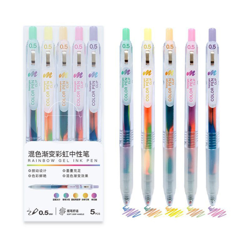 5Pcs Set 0.5mm Gradient Colored Gel Ink Pens Sparkly Gel Pens for ...