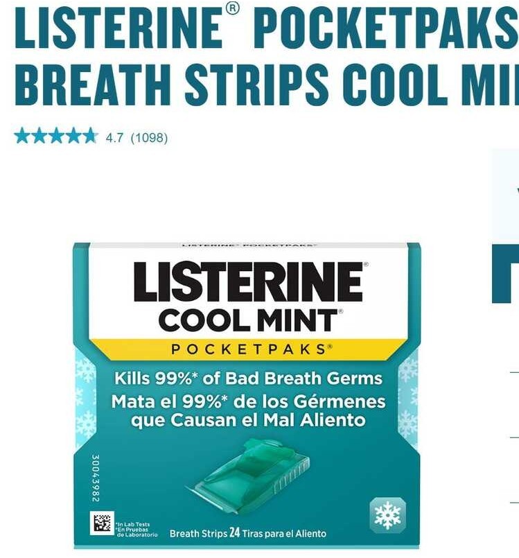 Listerine Pocketpaks Listerine Cool Mint Pocket Paks 24 Strip Pack 