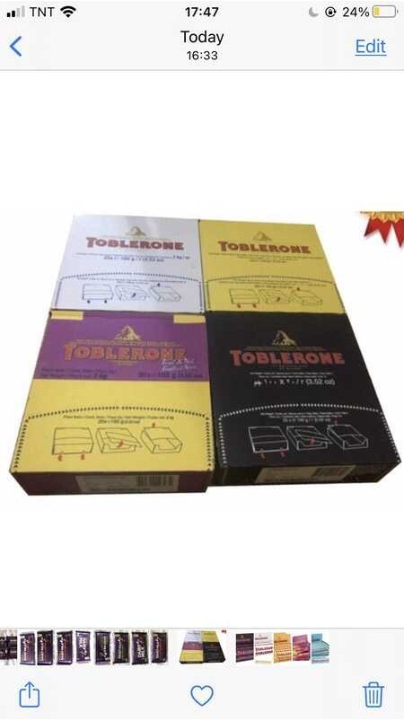 Chokolet Toblerone 100g box (20pcs) | Shopee Philippines