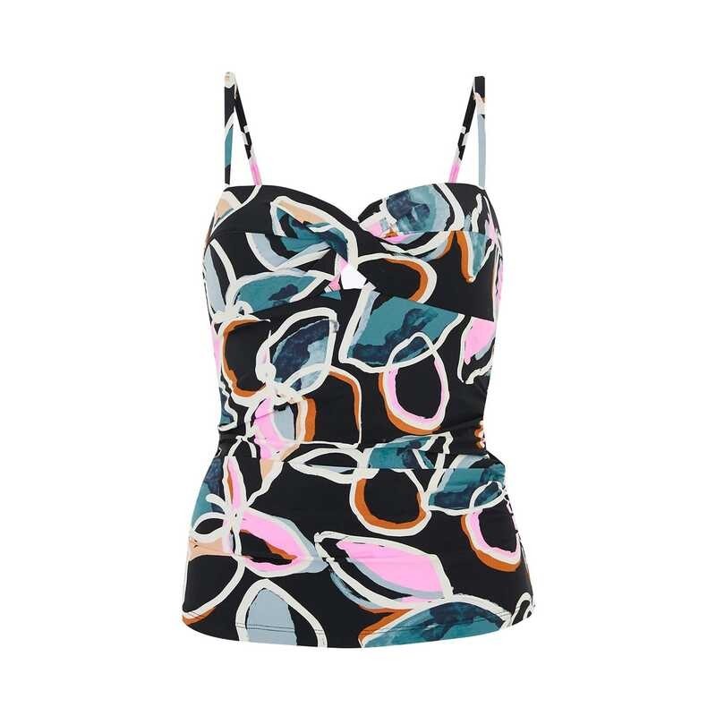Marks & Spencer Women's Tummy Control Padded Bandeau Tankini Top (Black