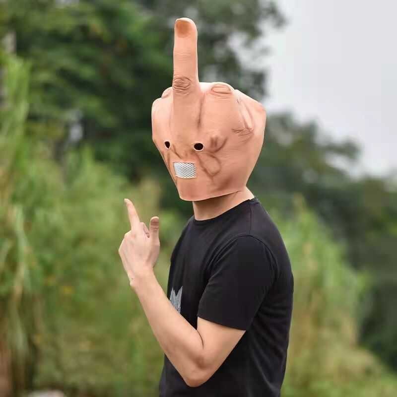 Horror Latex Finger Mask Cosplay Scary Middle Dactyl Full Face Helmet ...