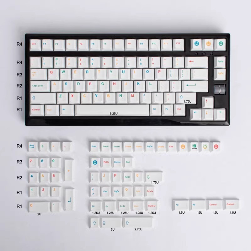 136 keys Rainbow Smiley Face PBT Colorful Keycaps Cherry Profile keycap ...