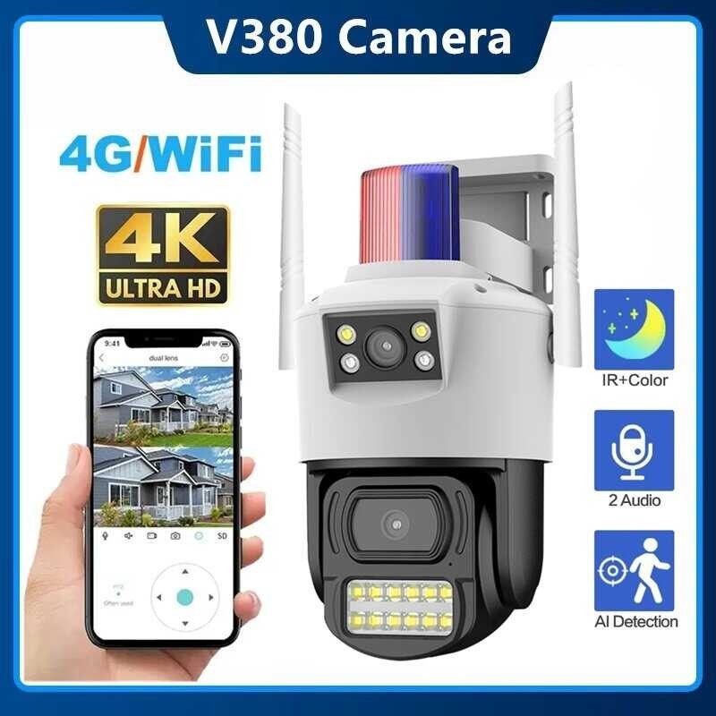 V380 Dual Lens 4G IP Camera Wifi 4K Surveillance Cameras Wireless