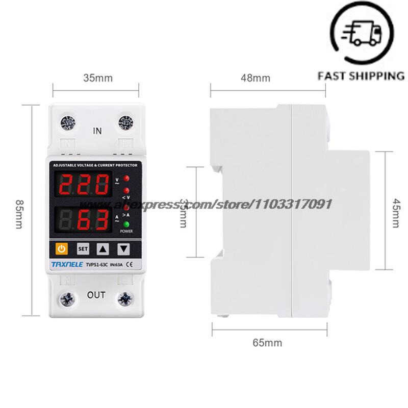 Dual Display 40A 63A 230V Din Rail Adjustable Digital Under Voltage ...