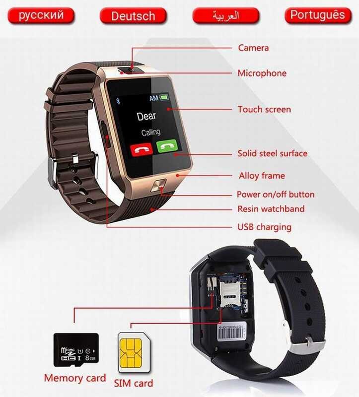 Dz09 Smart Watch TF SIM Card Digital Touch Screen Camera Smartwatch ...