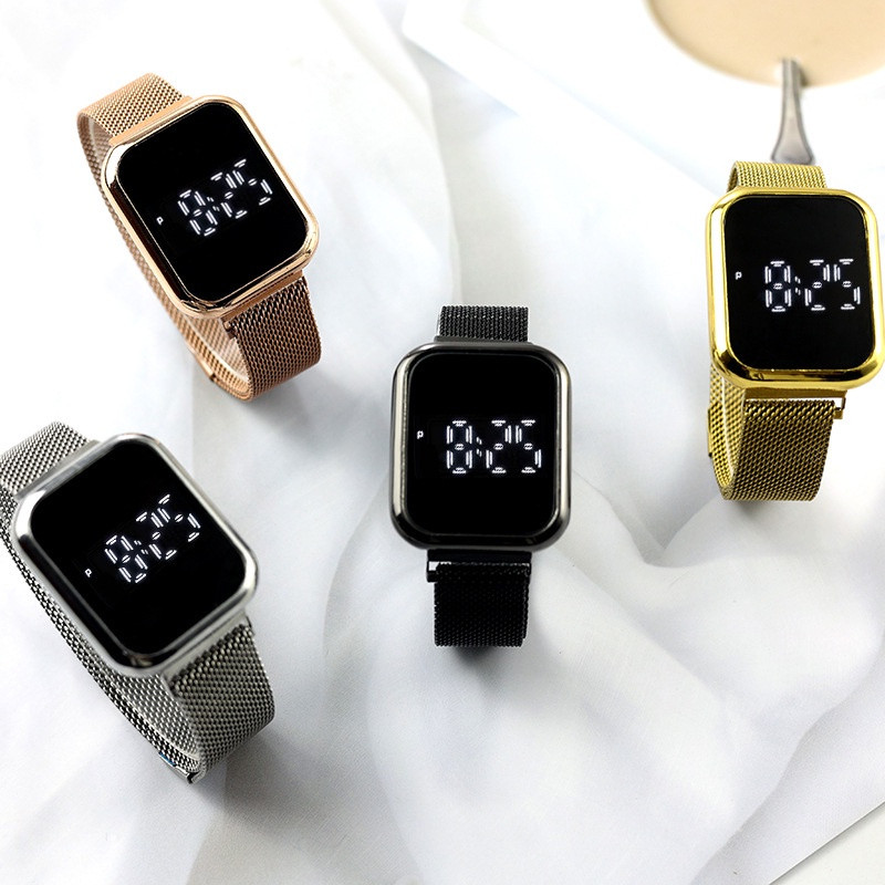 Led Touch Screen Magnetic Buckle Watch Fashion Stainless Wristwatch Set ...
