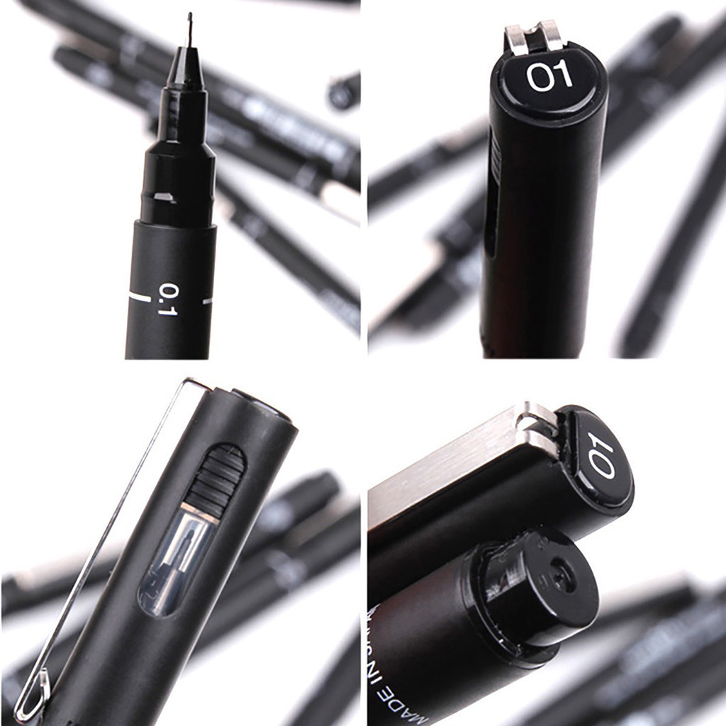 12pcs Unipin Technical Drawing Pen (0.05MM - 0.8MM) Black Ink Pen Liner ...