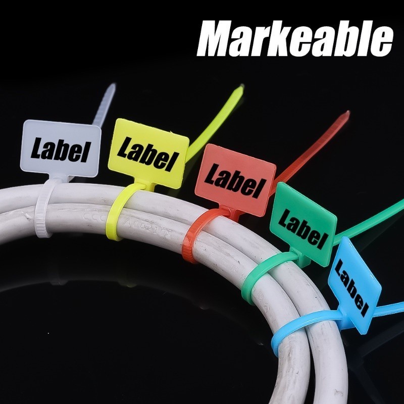 [Marvelous] 100Pcs Self-Locking DIY Nylon Markable Cable Tie Tag Labels ...