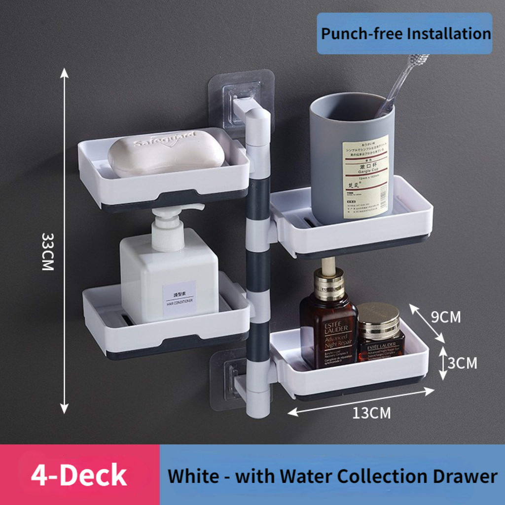 One to four squares Non drilling soap rack wall mounted multi-layer ...