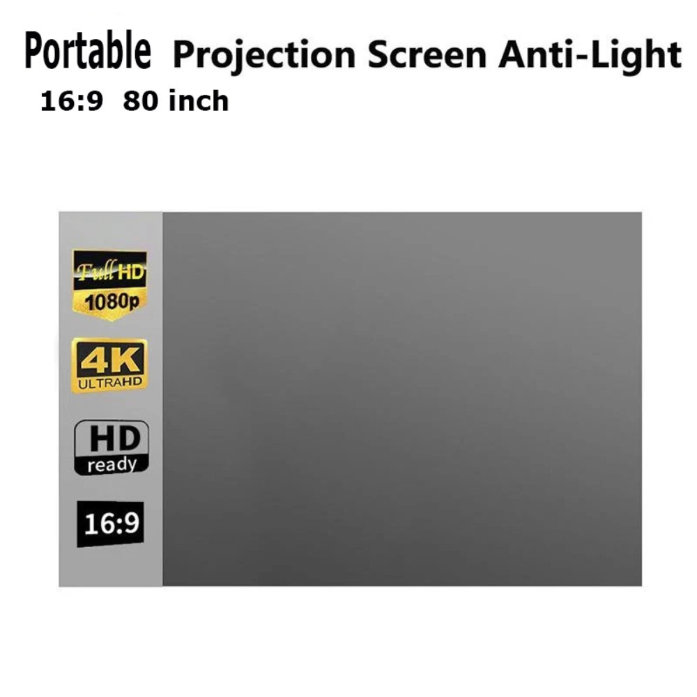 16:9 Home Folding Portable Simple Soft Screen Projector Movie Screen ...