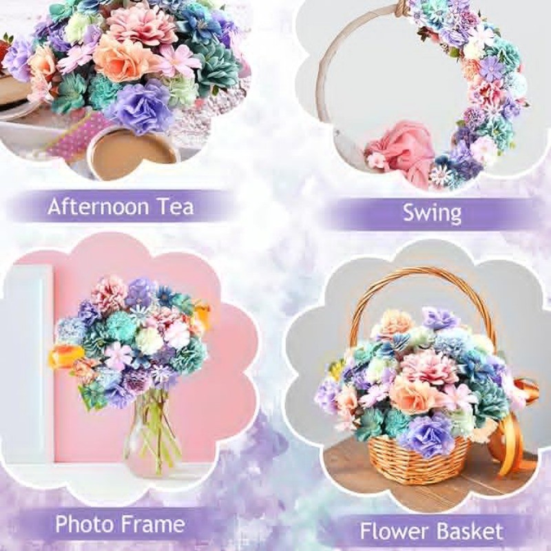 16Pcs Fake Flower Heads for Crafts Mini Silk Flower Heads Faux Rose ...