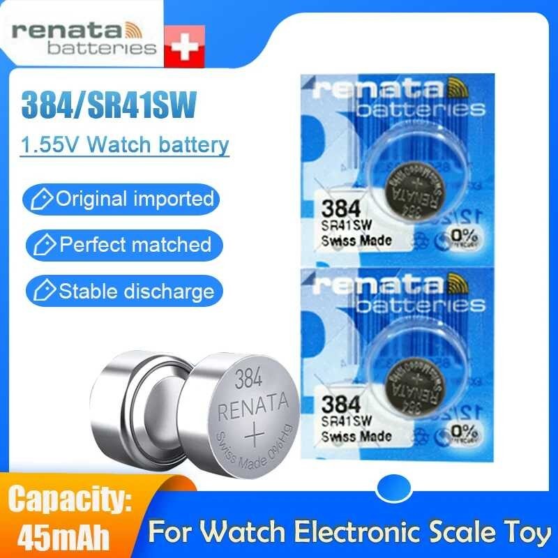 Original RENATA 384 SR41SW V384 D384/392 LR41 AG3 1.55V Sier Oxide ...