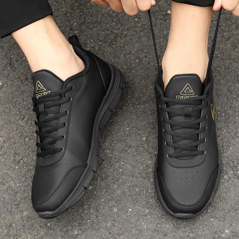 Peak Running Shoes Men s Shoes Autumn New Lightweight Men s Leather Waterproof Sneakers Black Men s Shopee Philippines