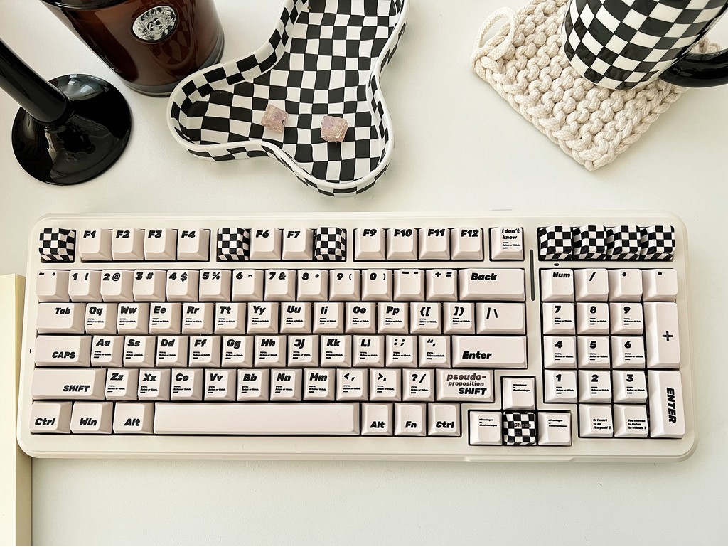 133 Keys Retro Checkerboard Keycap Black White Style Cherry Profile PBT ...