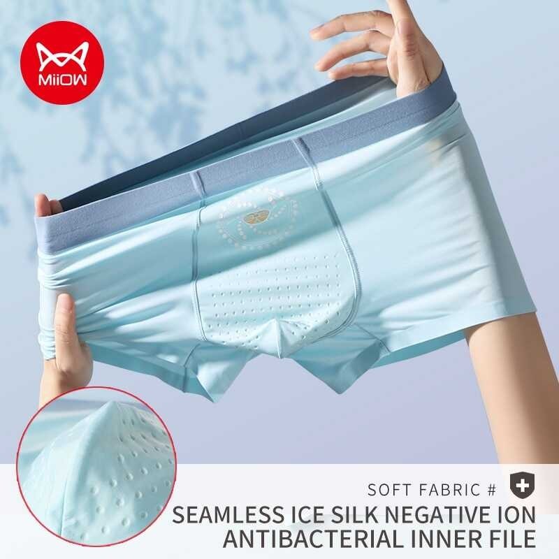 Miiow Pcs Ice Silk Men Underwear Male Boxer Shorts A Antibacterial