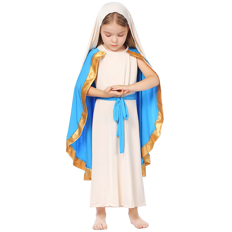 Biglang Karneval Shepherdess Girls Virgin Mary Blue Nun Costume ...