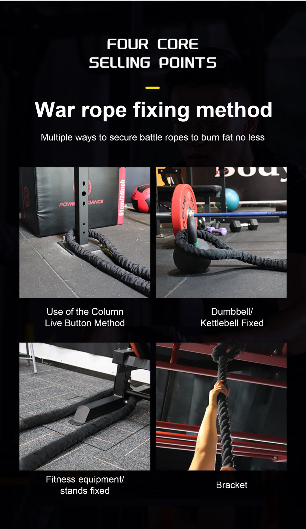 Multifunction Battle Rope Heavy Weighted Jump Rope 2.8/9/12M Fitness ...