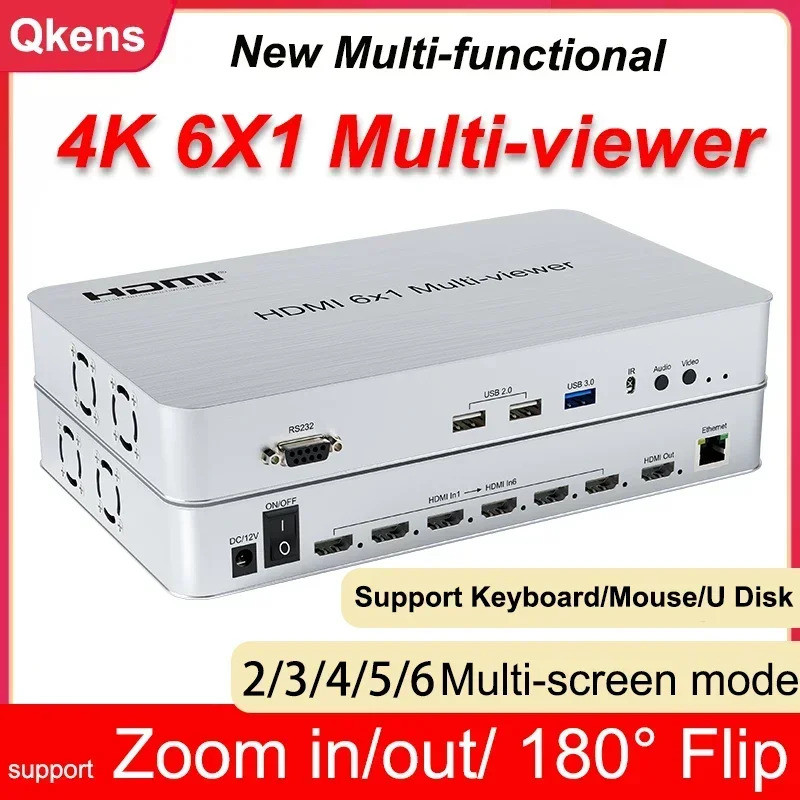 4K 60hz 1080p 6x1 HDMI Multiviewer 2 3 4 5 6 Multi Screen Splitter 4x1 ...